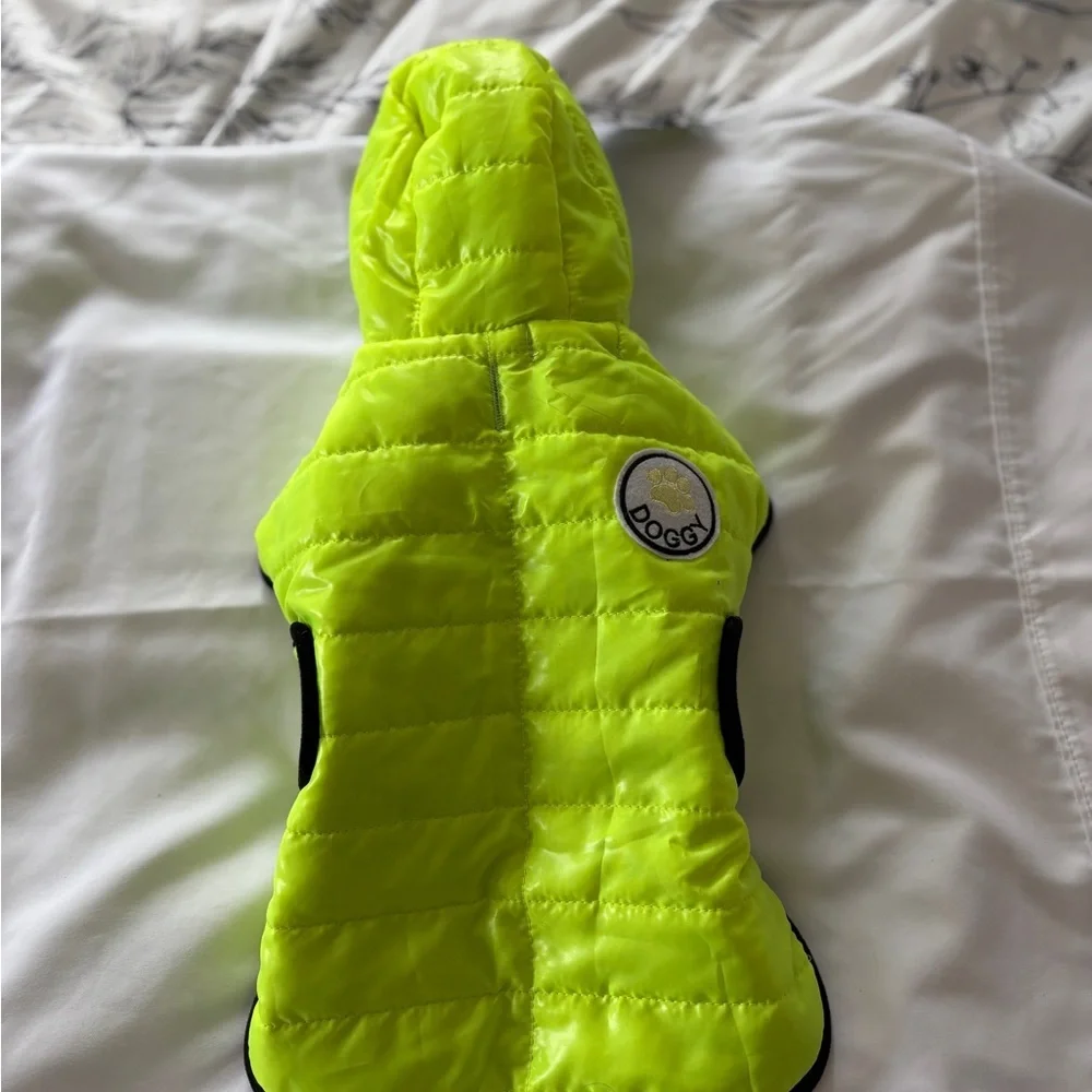New With Tags Wag N Woof Day Glow Yellow Dog Rain/Jacket  Size Medium - Picture 2 of 6